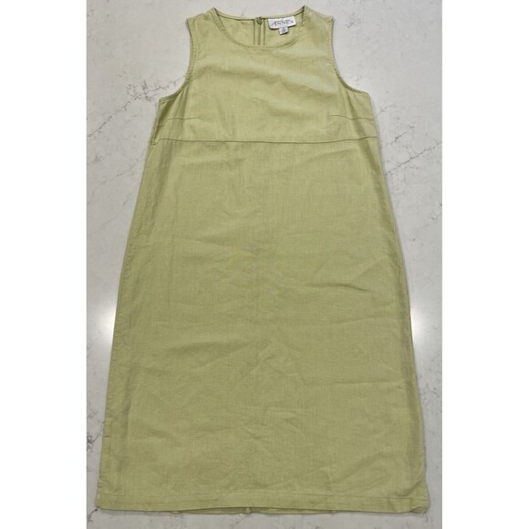Casual Corner Annex Womens Linen Blend Maxi Dress Green Sleeveless Jumper Sz 12 - Picture 1 of 12